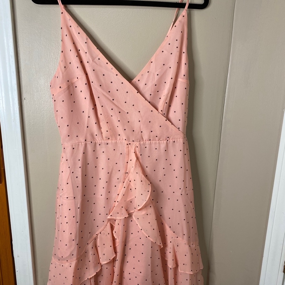 Peach polka dot dress